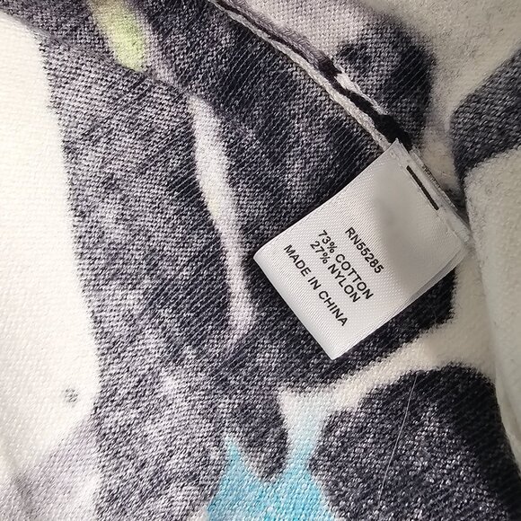 Express Button Down Floral Multi Color Print Sweater Cardigan 3/4 Sleeve Large - Picture 3 of 4